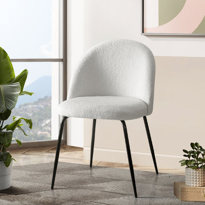 Artiss Dining Chairs Set of 2 Sherpa Boucle White MO-DIN-KJC150-VEL-WHX2