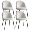 Artiss Dining Chairs Set of 4 Sherpa Boucle White MO-DIN-KJC150-VEL-WHX4