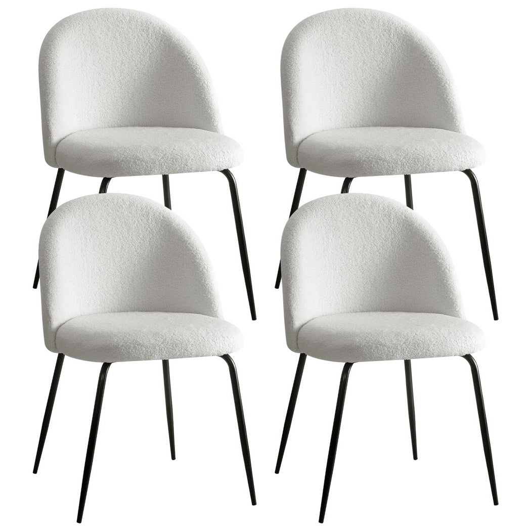 Artiss Dining Chairs Set of 4 Sherpa Boucle White MO-DIN-KJC150-VEL-WHX4