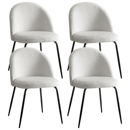 Artiss Dining Chairs Set of 4 Sherpa Boucle White MO-DIN-KJC150-VEL-WHX4