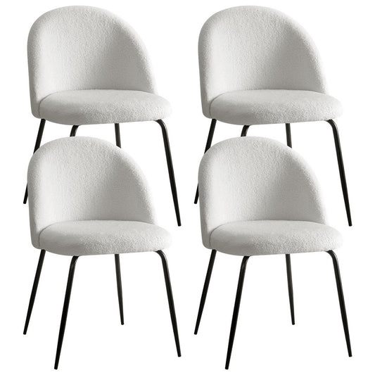 Artiss Dining Chairs Set of 4 Sherpa Boucle White MO-DIN-KJC150-VEL-WHX4