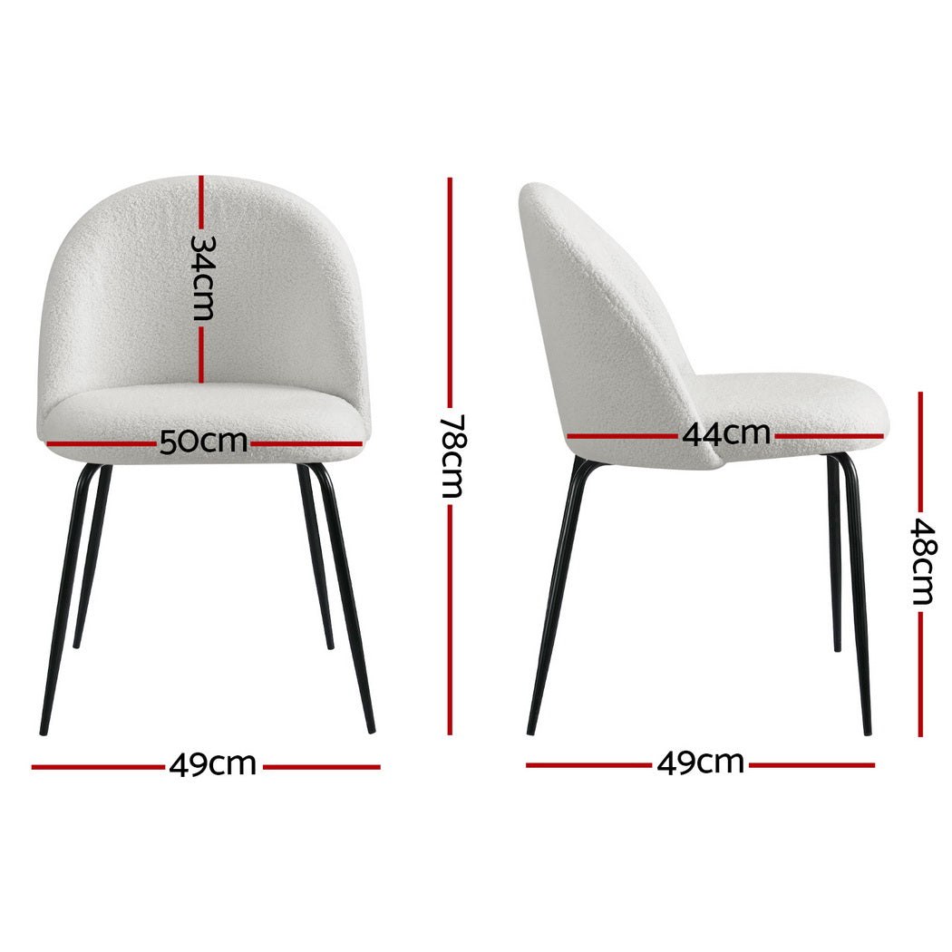Artiss Dining Chairs Set of 4 Sherpa Boucle White MO-DIN-KJC150-VEL-WHX4