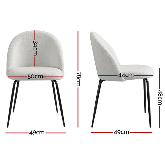 Artiss Dining Chairs Set of 4 Sherpa Boucle White MO-DIN-KJC150-VEL-WHX4