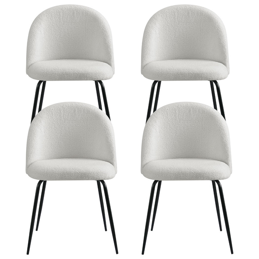Artiss Dining Chairs Set of 4 Sherpa Boucle White MO-DIN-KJC150-VEL-WHX4
