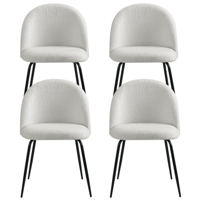 Artiss Dining Chairs Set of 4 Sherpa Boucle White MO-DIN-KJC150-VEL-WHX4
