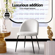 Artiss Dining Chairs Set of 4 Sherpa Boucle White MO-DIN-KJC150-VEL-WHX4