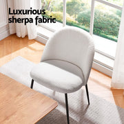 Artiss Dining Chairs Set of 4 Sherpa Boucle White MO-DIN-KJC150-VEL-WHX4