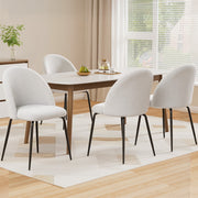 Artiss Dining Chairs Set of 4 Sherpa Boucle White MO-DIN-KJC150-VEL-WHX4