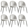 Artiss Dining Chairs Set of 6 Sherpa Boucle White MO-DIN-KJC150-VEL-WHX6