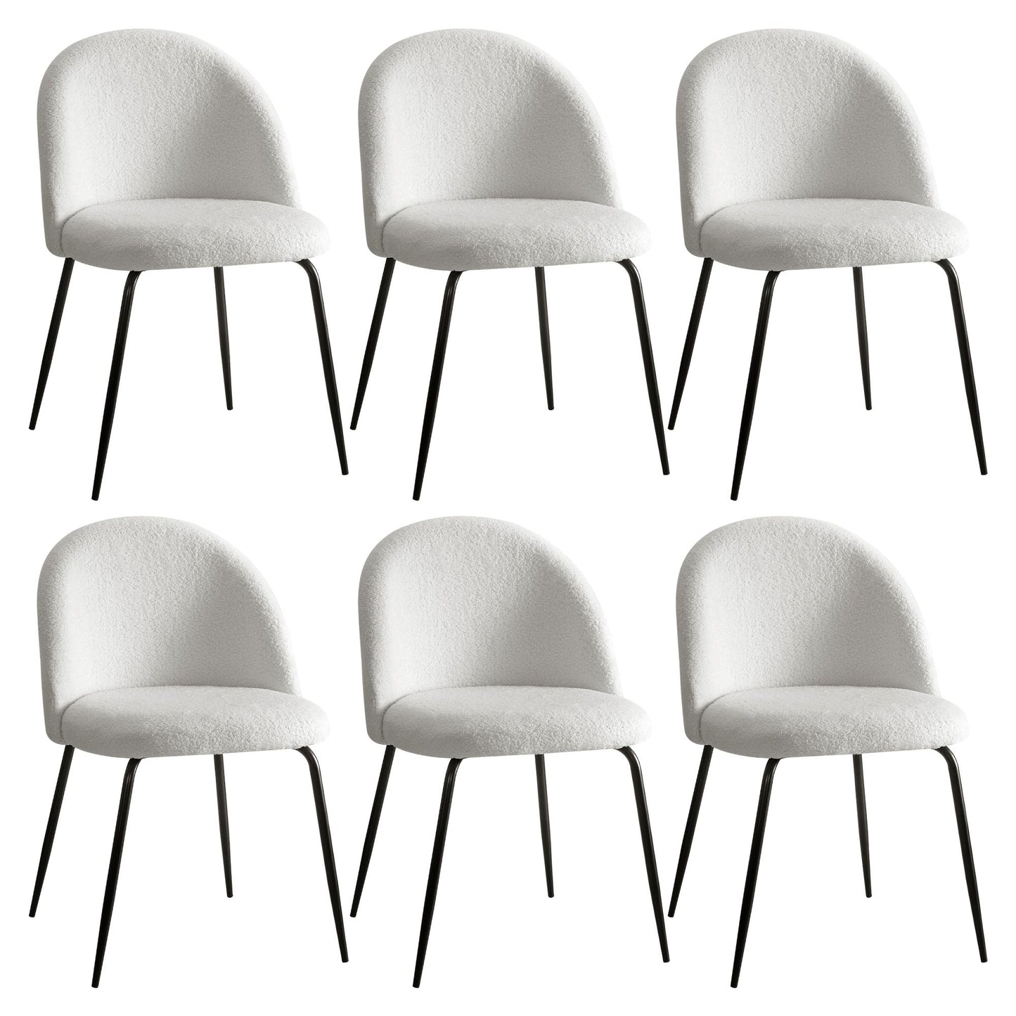Artiss Dining Chairs Set of 6 Sherpa Boucle White MO-DIN-KJC150-VEL-WHX6