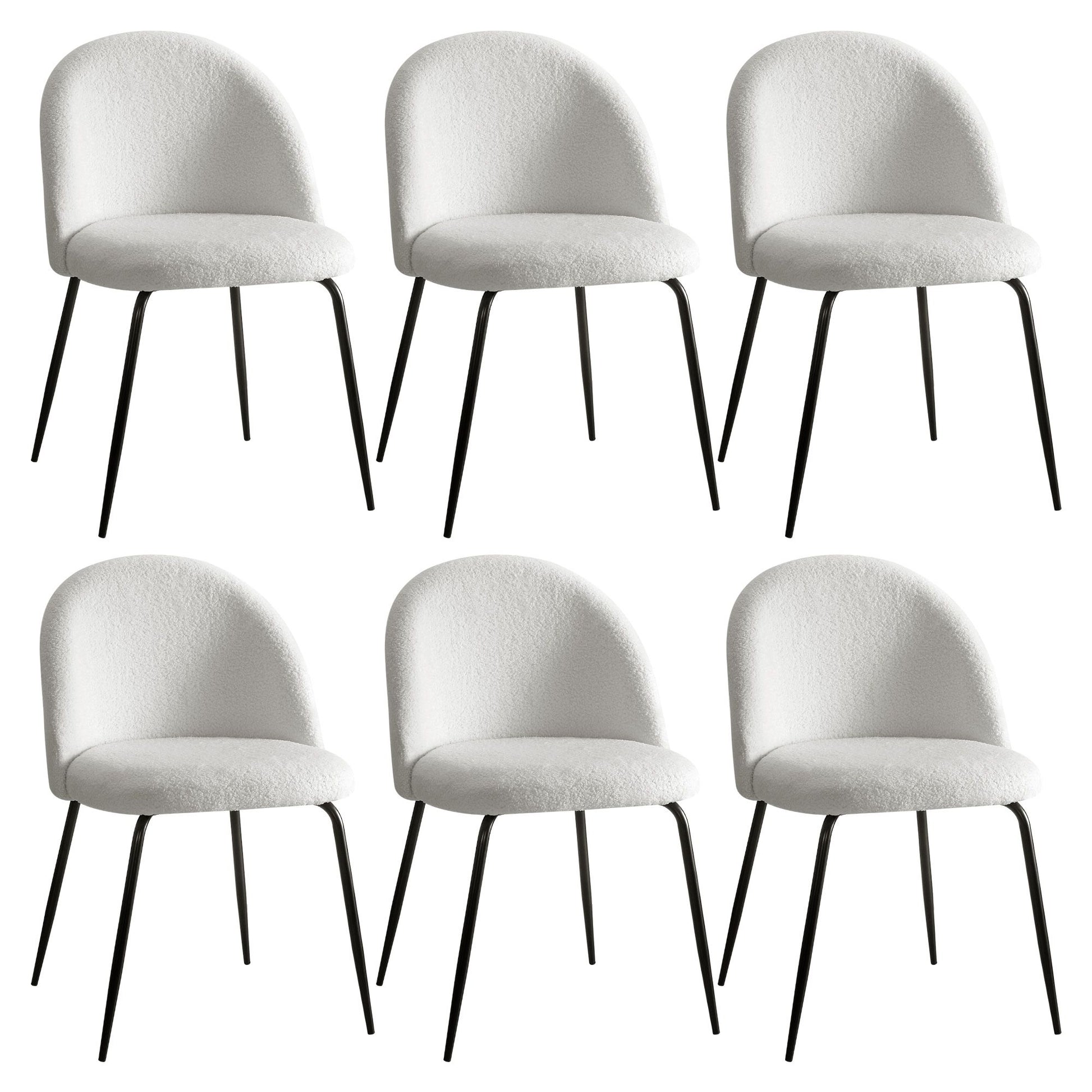 Artiss Dining Chairs Set of 6 Sherpa Boucle White MO-DIN-KJC150-VEL-WHX6