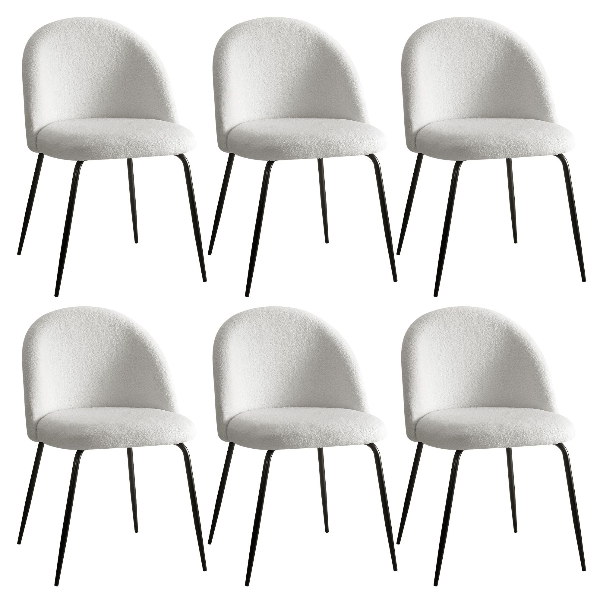 Artiss Dining Chairs Set of 6 Sherpa Boucle White MO-DIN-KJC150-VEL-WHX6