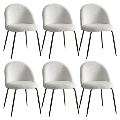 Artiss Dining Chairs Set of 6 Sherpa Boucle White MO-DIN-KJC150-VEL-WHX6