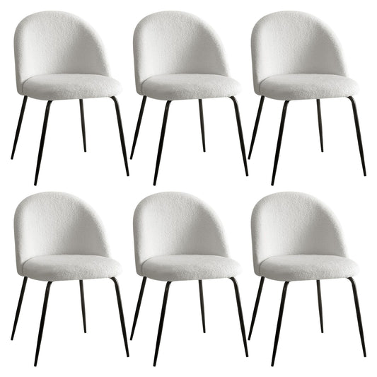Artiss Dining Chairs Set of 6 Sherpa Boucle White MO-DIN-KJC150-VEL-WHX6
