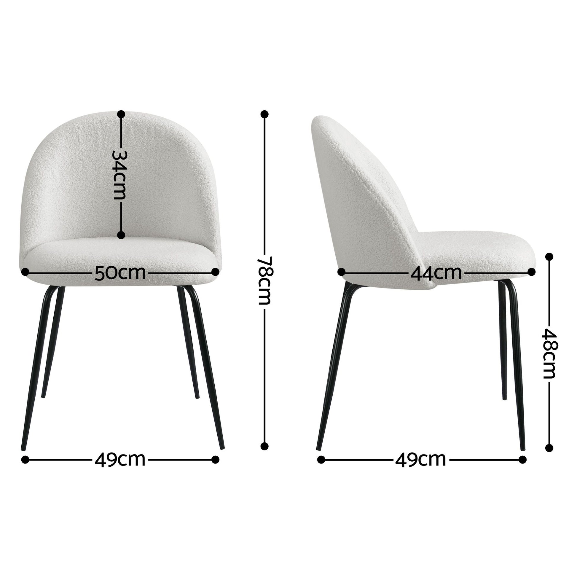 Artiss Dining Chairs Set of 6 Sherpa Boucle White MO-DIN-KJC150-VEL-WHX6