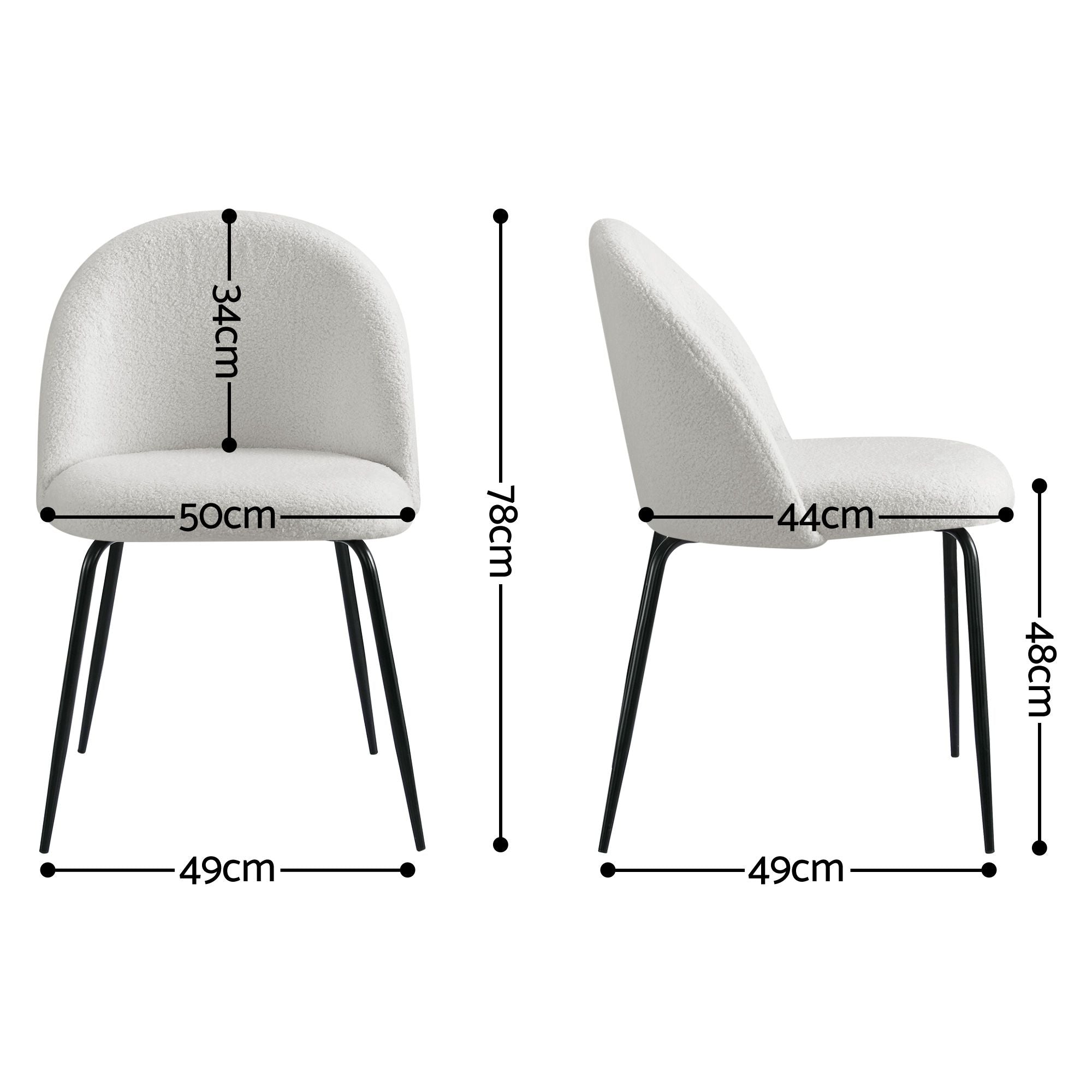 Artiss Dining Chairs Set of 6 Sherpa Boucle White MO-DIN-KJC150-VEL-WHX6