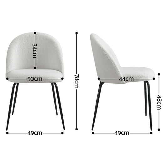 Artiss Dining Chairs Set of 6 Sherpa Boucle White MO-DIN-KJC150-VEL-WHX6