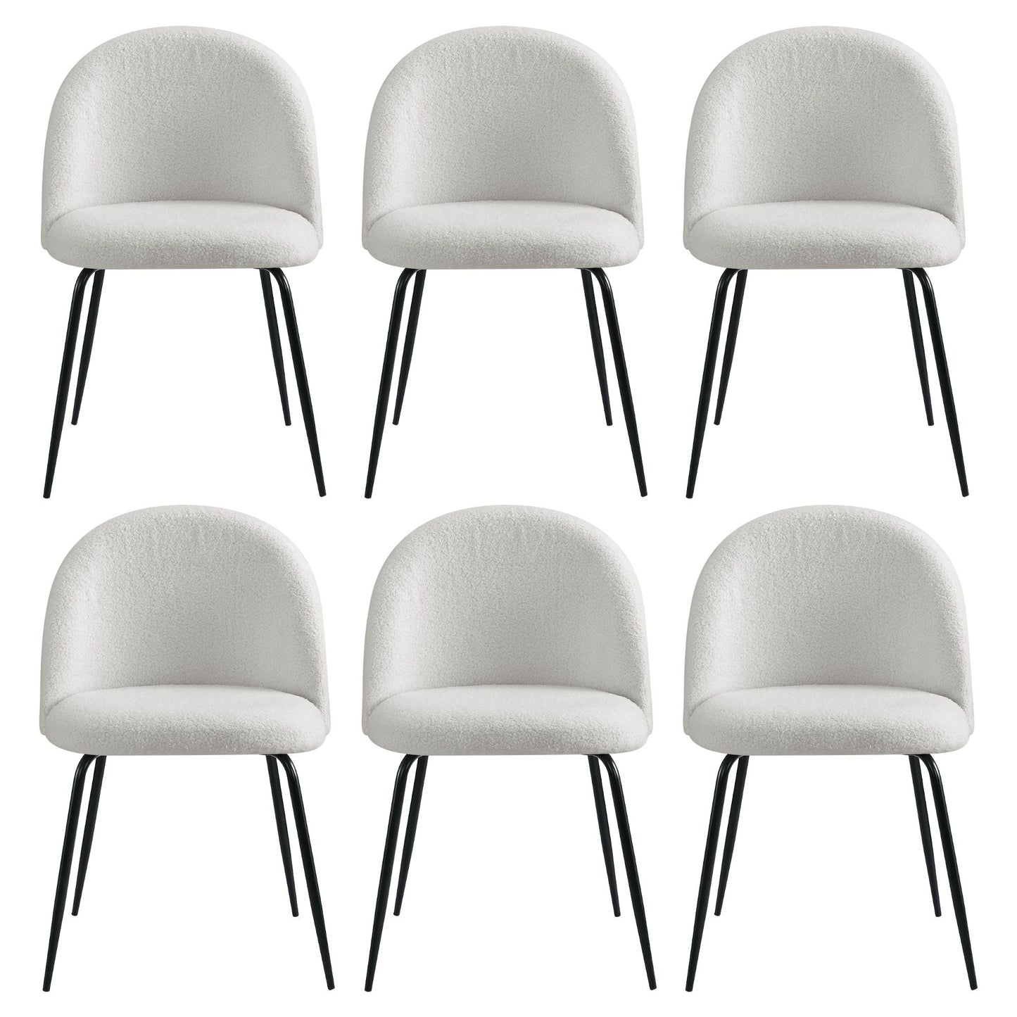 Artiss Dining Chairs Set of 6 Sherpa Boucle White MO-DIN-KJC150-VEL-WHX6