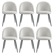 Artiss Dining Chairs Set of 6 Sherpa Boucle White MO-DIN-KJC150-VEL-WHX6