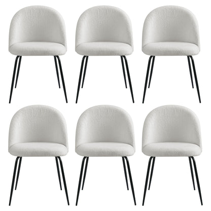 Artiss Dining Chairs Set of 6 Sherpa Boucle White MO-DIN-KJC150-VEL-WHX6