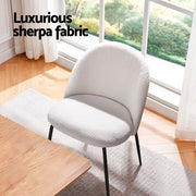 Artiss Dining Chairs Set of 6 Sherpa Boucle White MO-DIN-KJC150-VEL-WHX6