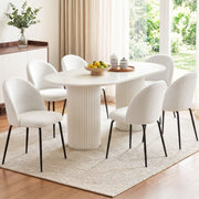 Artiss Dining Chairs Set of 6 Sherpa Boucle White MO-DIN-KJC150-VEL-WHX6