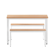 Artiss Dining Table and Chairs Set 3PCS Metal Desk Bench Sets Kitchen Furniture MO-DIN-SET-01-WHWD-AB