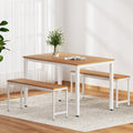 Artiss Dining Table and Chairs Set 3PCS Metal Desk Bench Sets Kitchen Furniture MO-DIN-SET-01-WHWD-AB