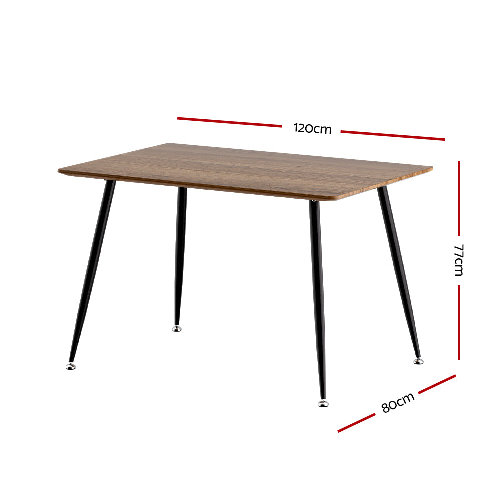 Artiss Dining Table 4 Seater Kitchen Cafe Wooden Table Rectangular 120CM MO-DIN-TAB-02-WD-AB