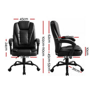 Artiss Massage Office Chair Executive Computer Gaming Chairs Black PU Leather MOC-09M-2P-BK