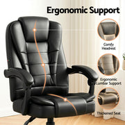 Artiss Massage Office Chair Executive Computer Gaming Chairs Black PU Leather MOC-09M-2P-BK