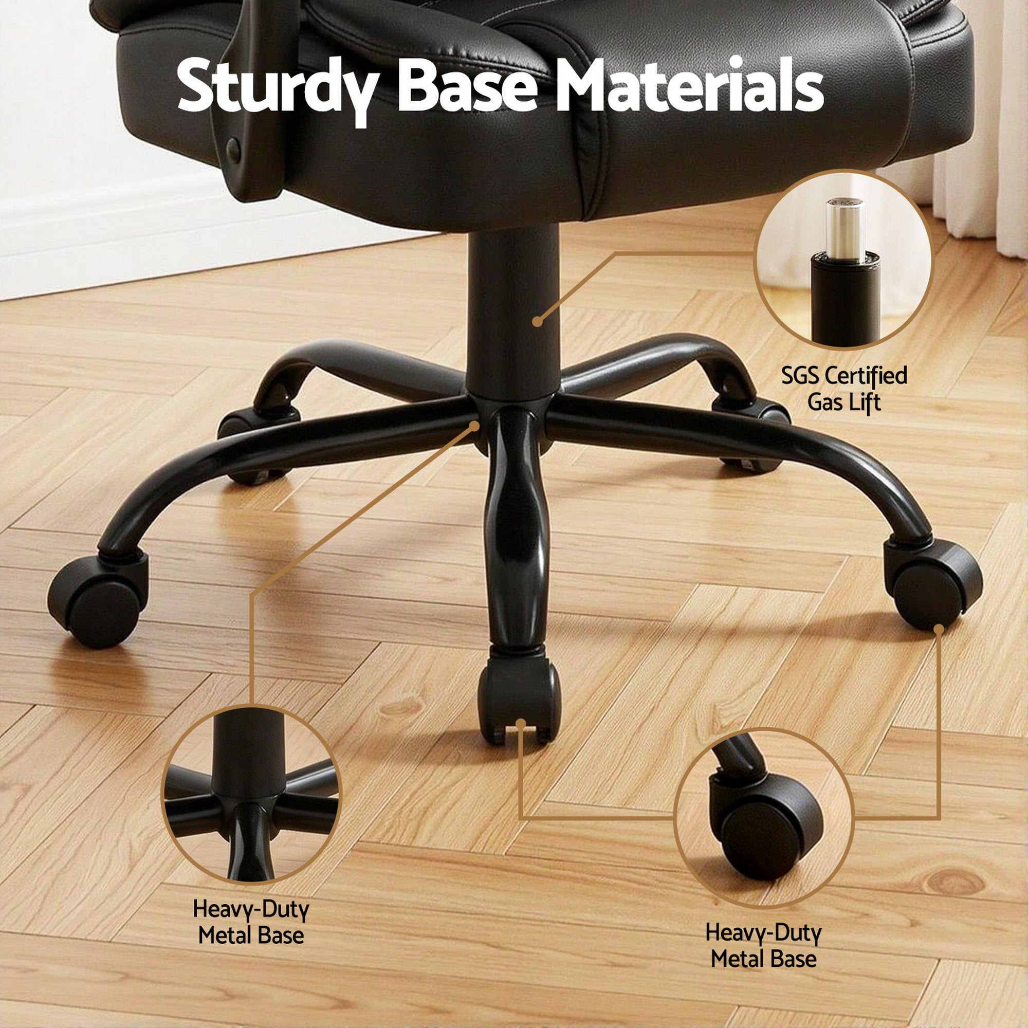 Artiss Massage Office Chair Executive Computer Gaming Chairs Black PU Leather MOC-09M-2P-BK