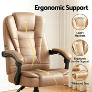 Artiss Massage Office Chair Executive Computer Gaming Chairs Brown PU Leather Espresso MOC-09M-2P-EP