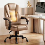 Artiss Massage Office Chair Executive Computer Gaming Chairs Brown PU Leather Espresso MOC-09M-2P-EP