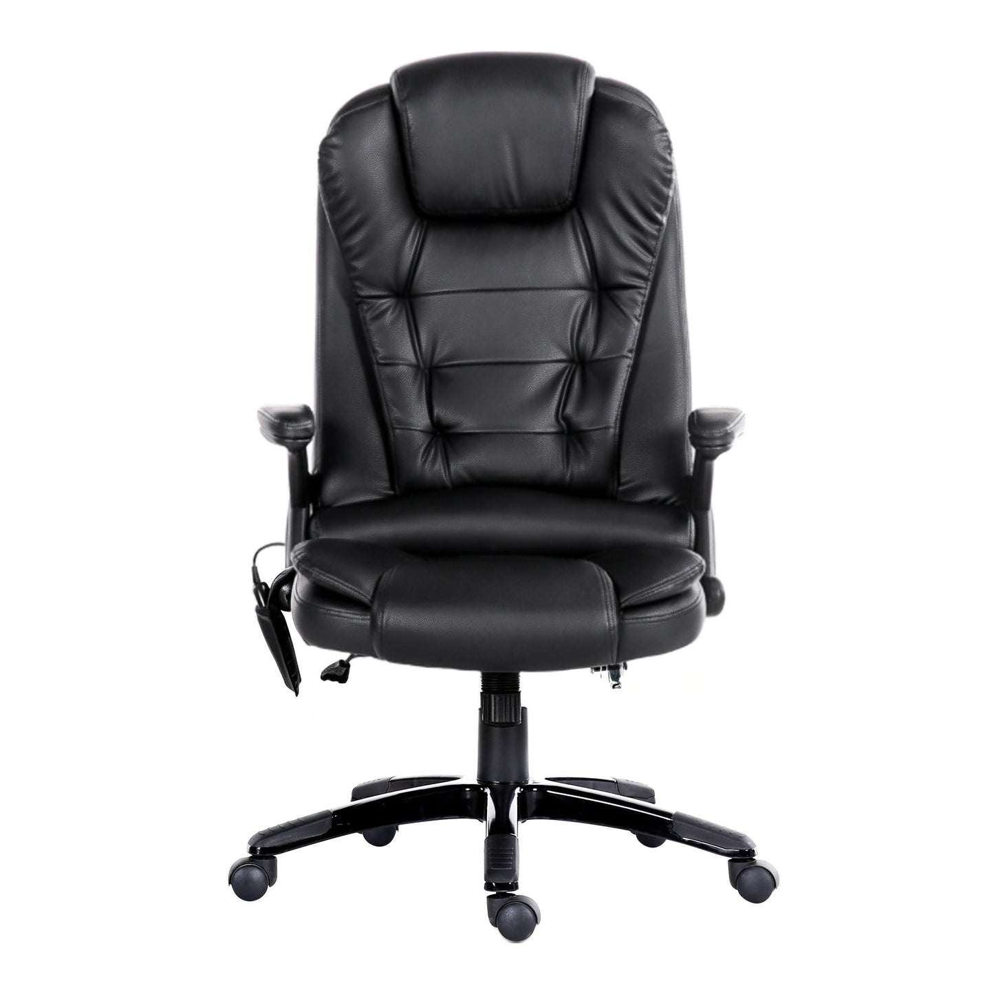 Artiss 8 Point Massage Office Chair Heated Seat Recliner PU Black MOC-09M-BK