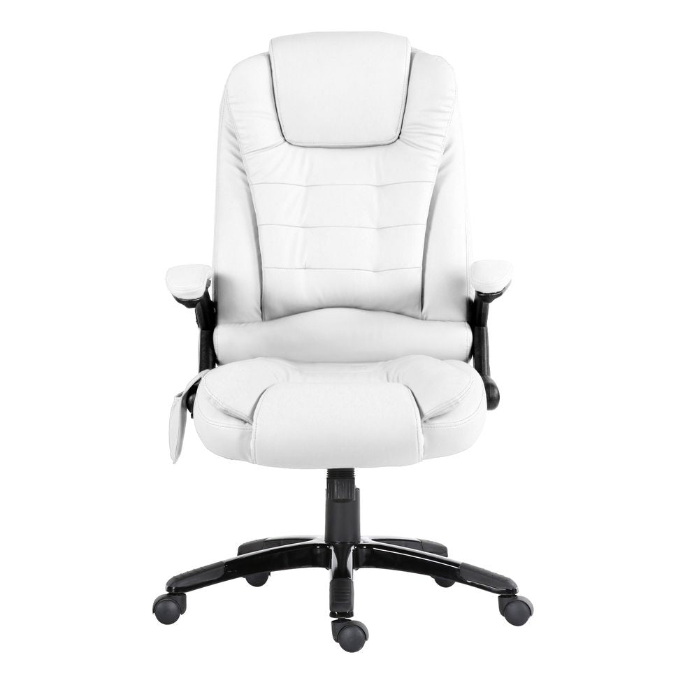 Artiss 8 Point Massage Office Chair Heated Seat Recliner PU White MOC-09M-WH