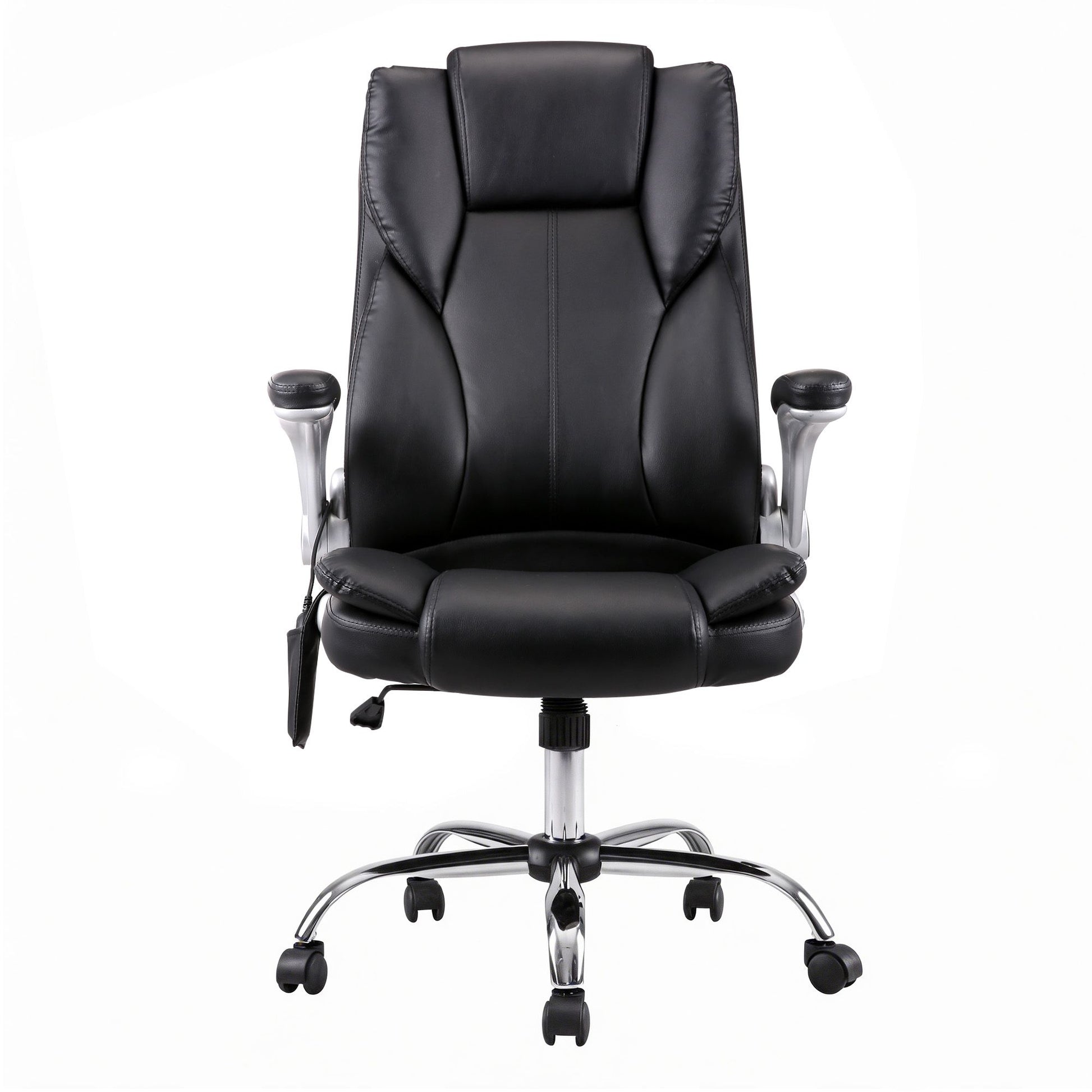 Artiss 8 Point Massage Office Chair PU Leather Black MOC-1223-BK