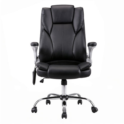 Artiss 8 Point Massage Office Chair PU Leather Black MOC-1223-BK