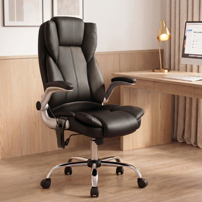 Artiss 8 Point Massage Office Chair PU Leather Black MOC-1223-BK
