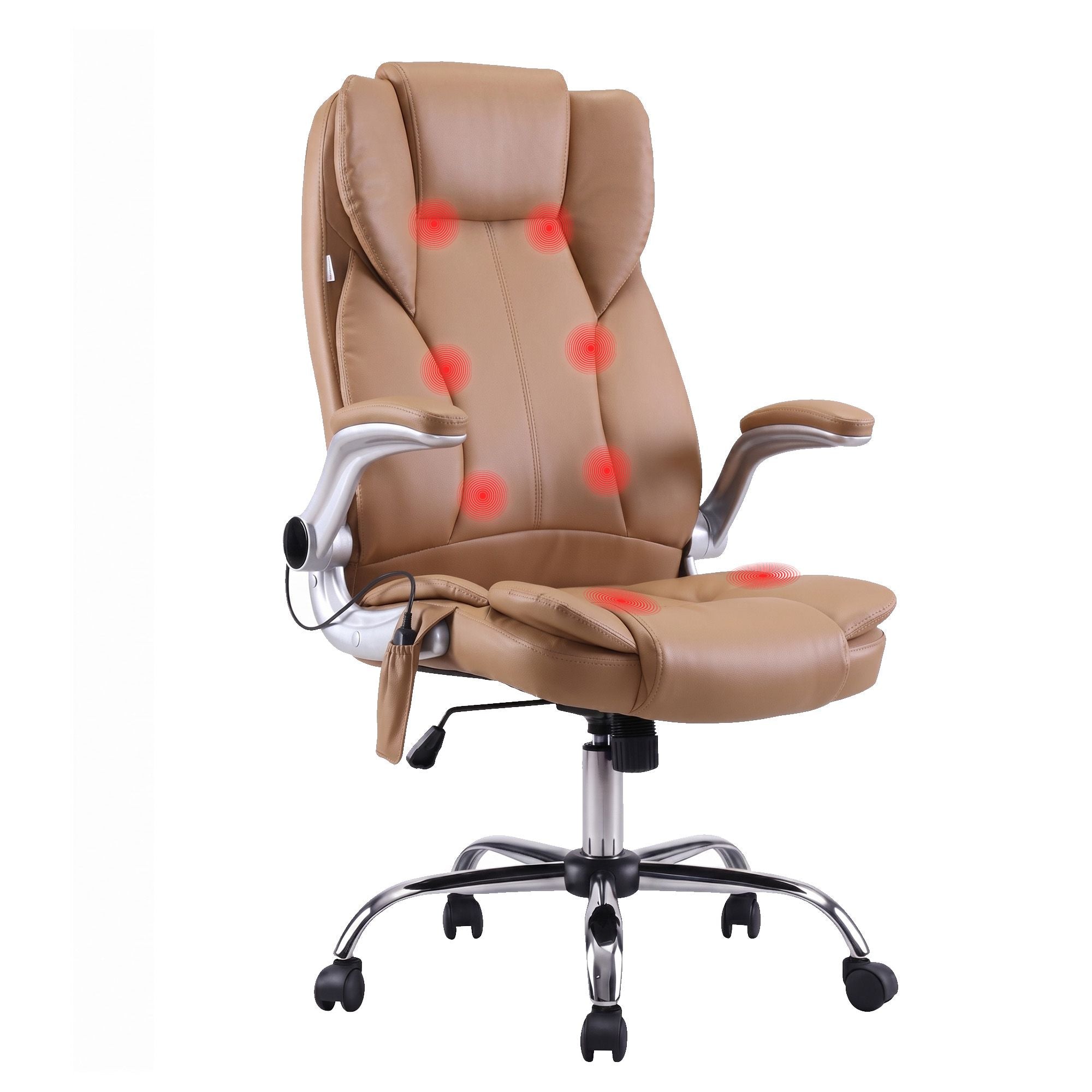 Artiss 8 Point Massage Office Chair PU Leather Brown MOC-1223-EP