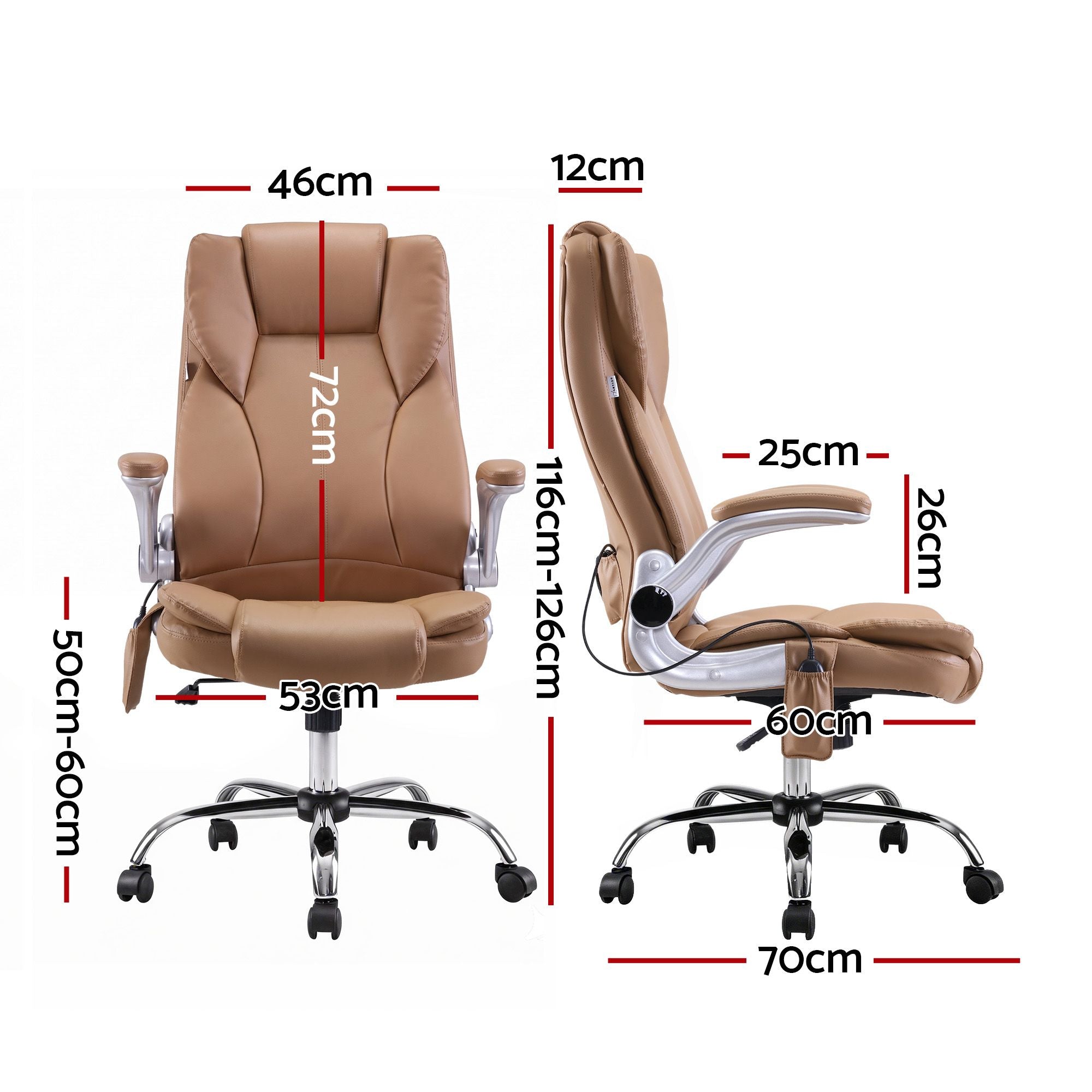 Artiss 8 Point Massage Office Chair PU Leather Brown MOC-1223-EP