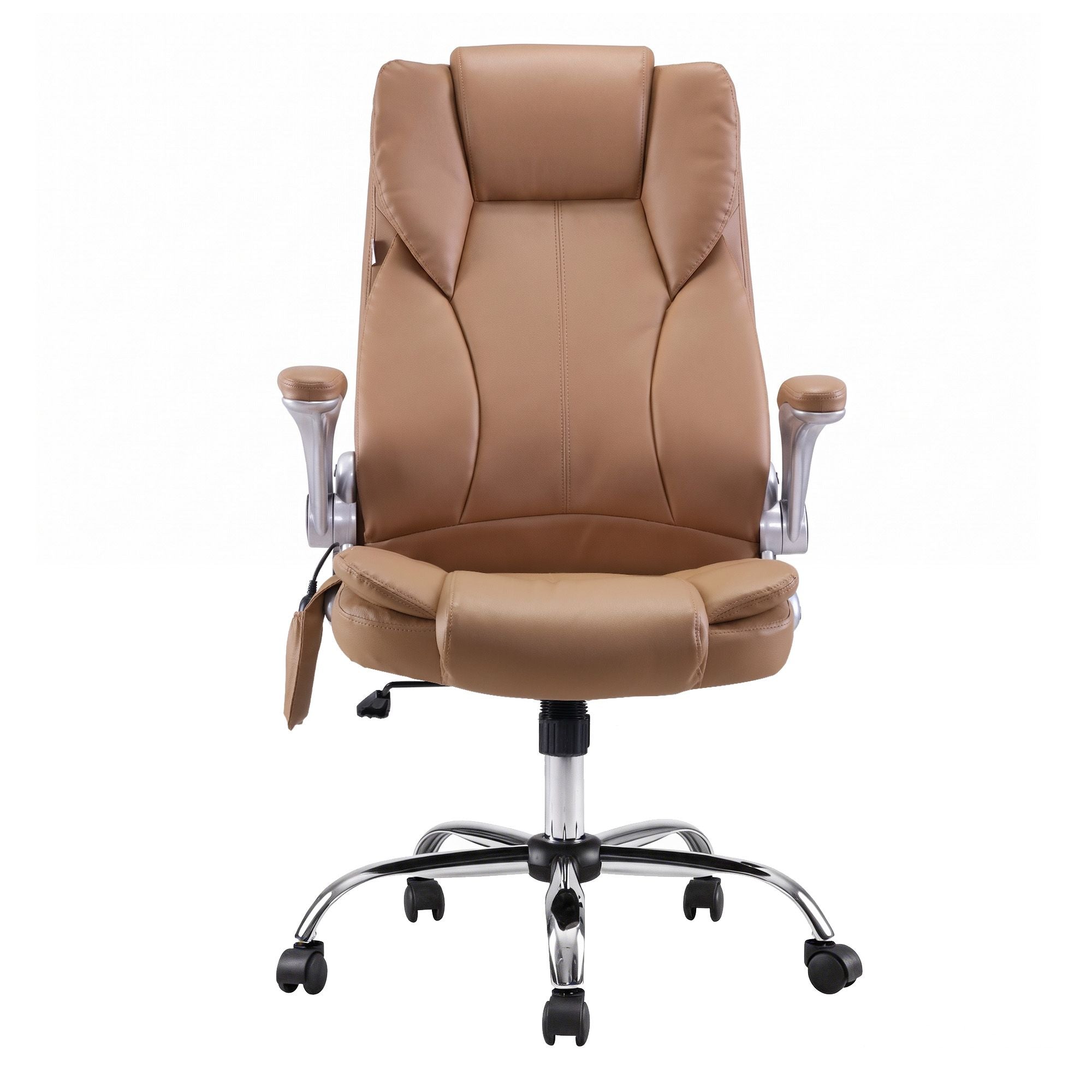 Artiss 8 Point Massage Office Chair PU Leather Brown MOC-1223-EP