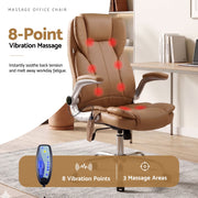 Artiss 8 Point Massage Office Chair PU Leather Brown MOC-1223-EP
