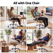 Artiss 8 Point Massage Office Chair PU Leather Brown MOC-1223-EP
