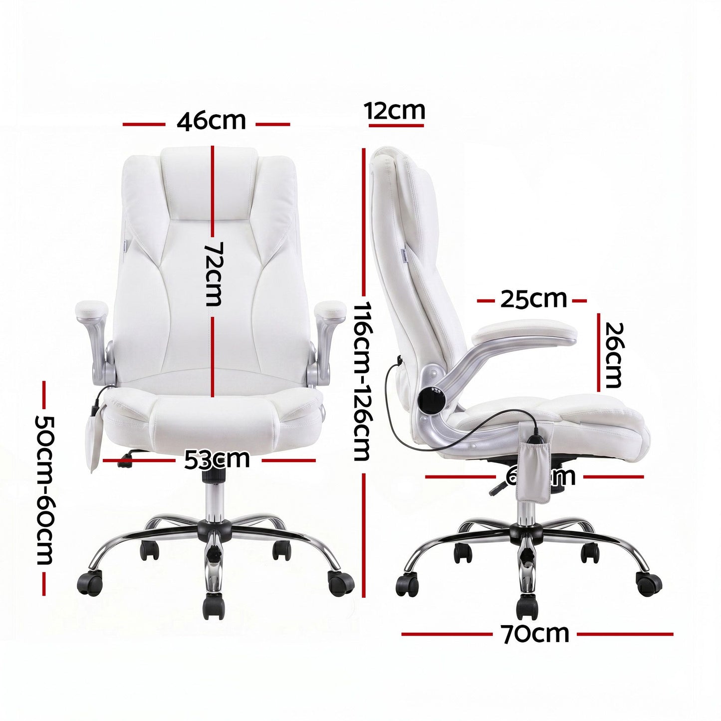 Artiss 8 Point Massage Office Chair PU Leather White MOC-1223-WH