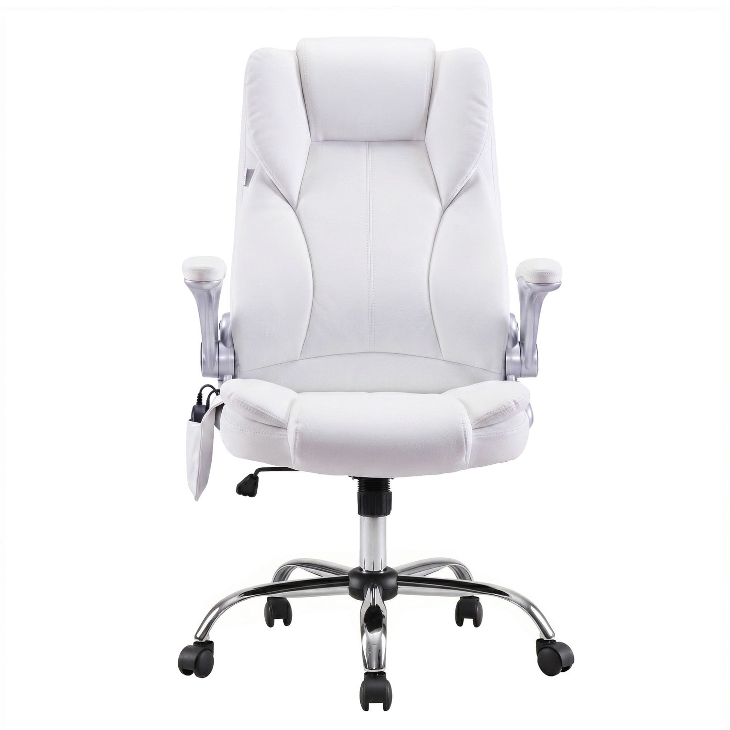 Artiss 8 Point Massage Office Chair PU Leather White MOC-1223-WH
