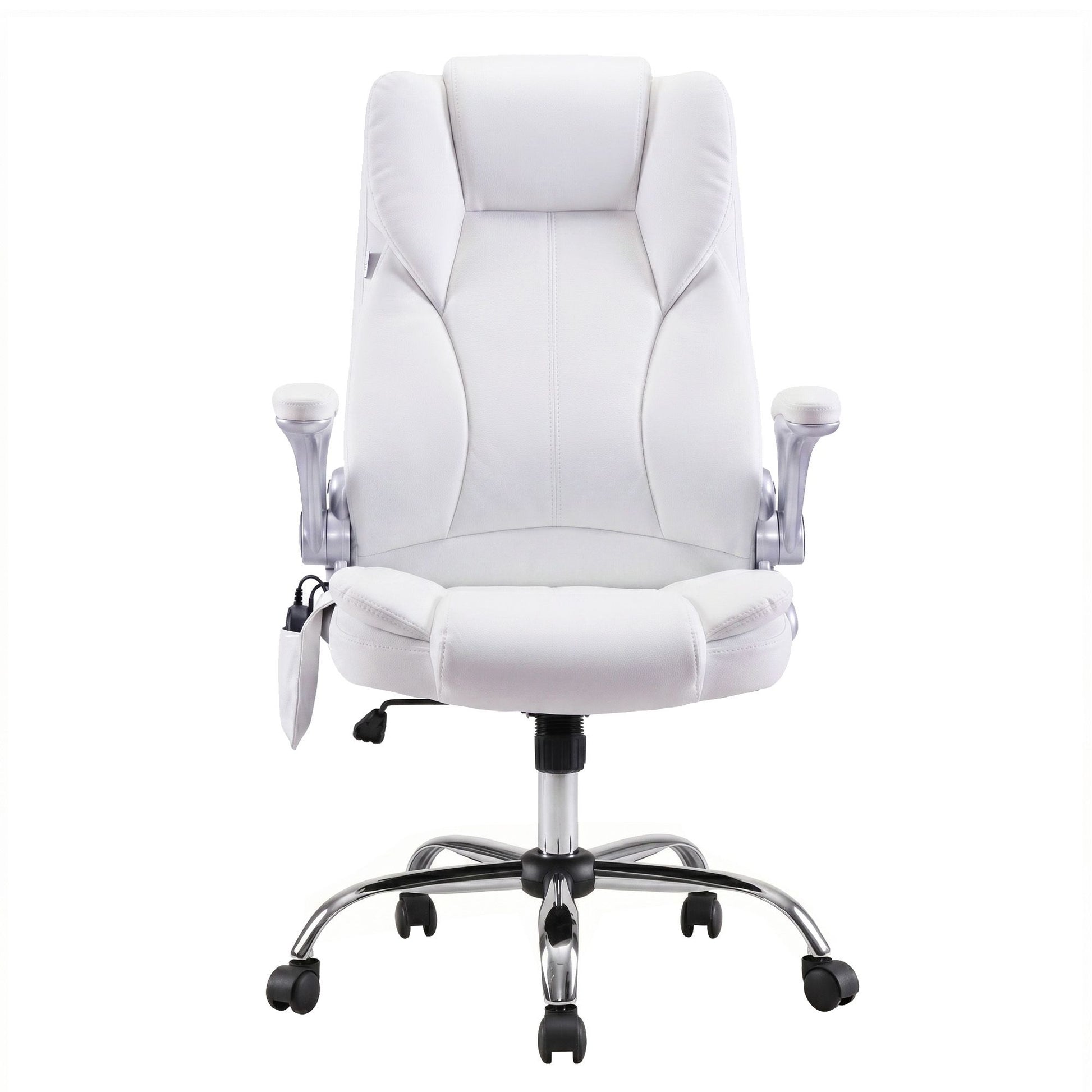 Artiss 8 Point Massage Office Chair PU Leather White MOC-1223-WH