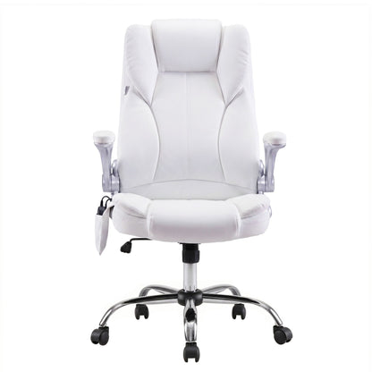Artiss 8 Point Massage Office Chair PU Leather White MOC-1223-WH