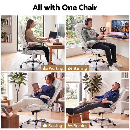 Artiss 8 Point Massage Office Chair PU Leather White MOC-1223-WH