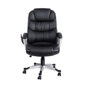 Artiss 8 Point Massage Office Chair Heated Seat PU Black MOC-1237M-BK